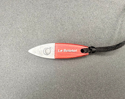 Le Sciotot pendant stainless steel and Red Heart wood