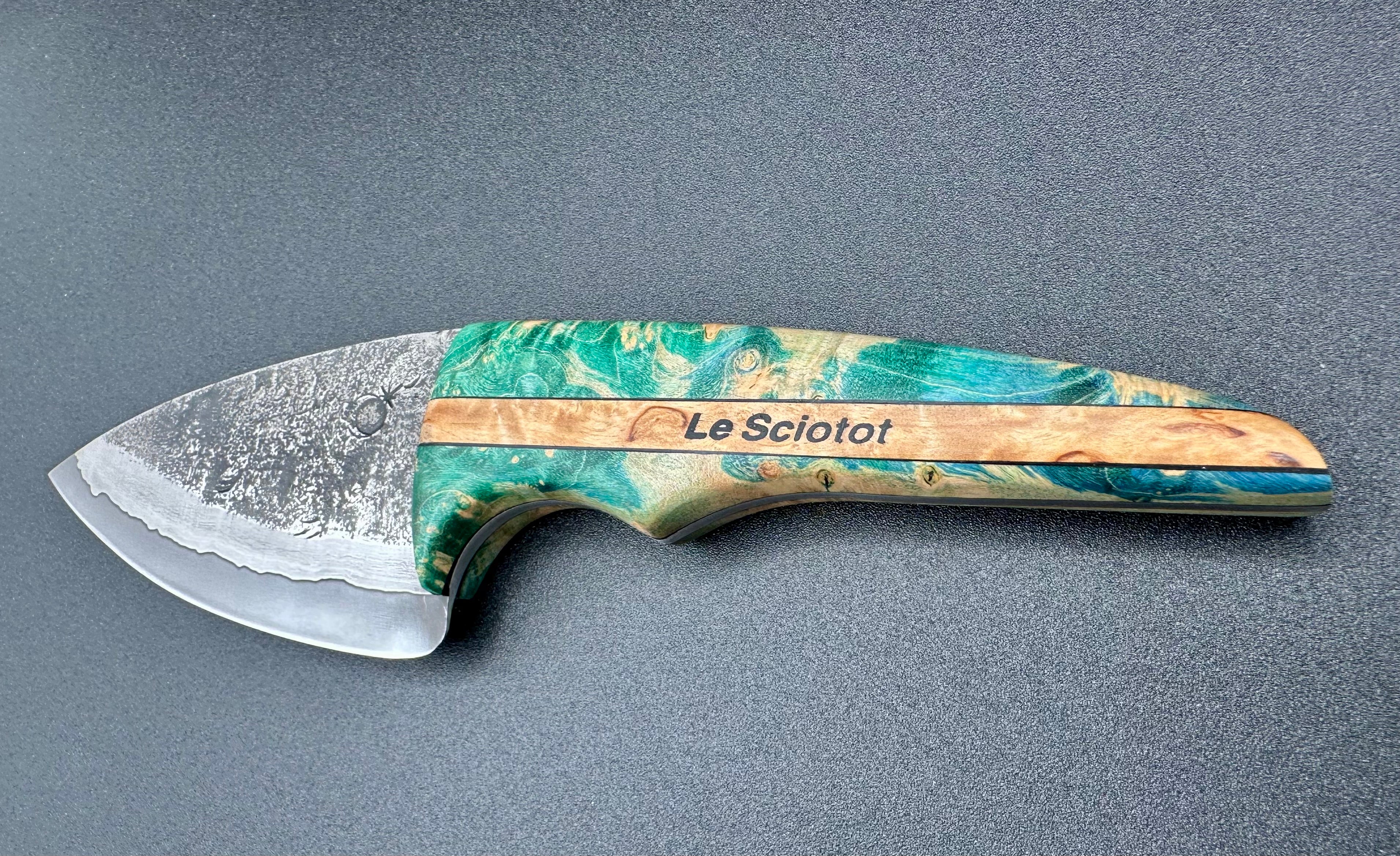 Le Sciotot San Maî inox et loupe d'Erable stabilisée